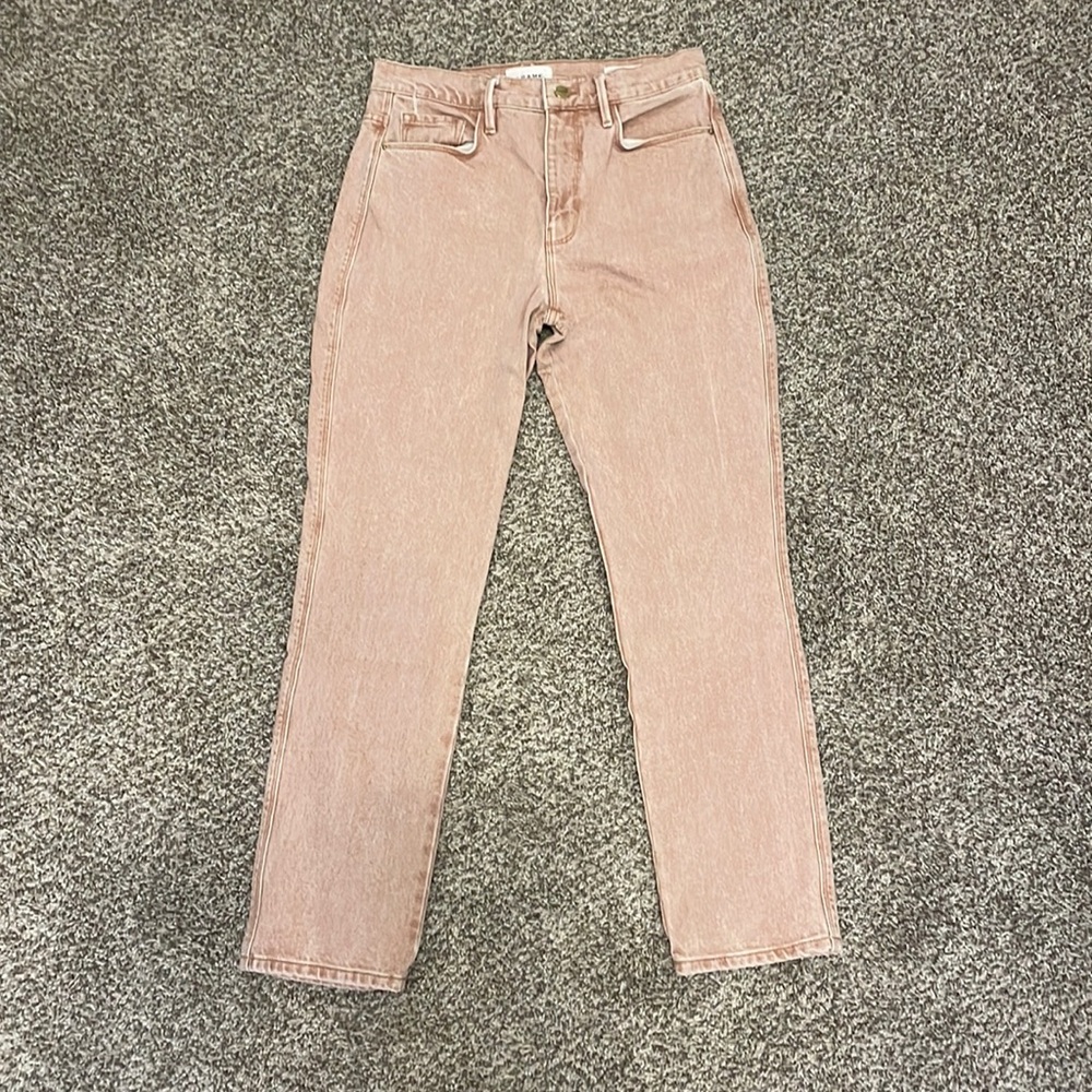 Frame denim jeans tan slender straight leg
